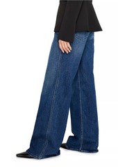 Good American Good Skate Mid-Rise Stretch Wide-Leg Jeans