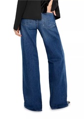 Good American Good Skate Mid-Rise Stretch Wide-Leg Jeans