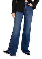 Good American Good Skate Mid-Rise Stretch Wide-Leg Jeans