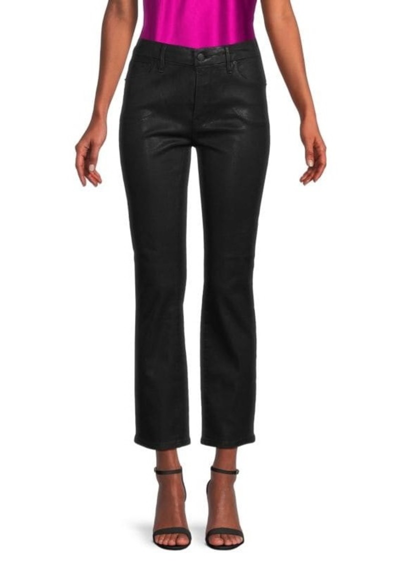 Good American Good Straight High-Rise Coated Cropped Straight-Leg Jeans
