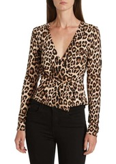 Good American Good Touch Leopard Wrap Top