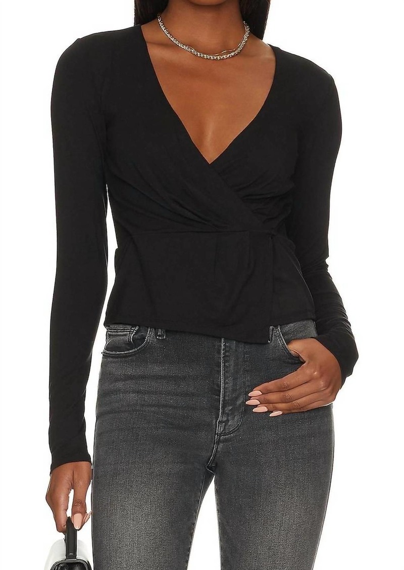 Good American Good Touch Wrap Top In Black