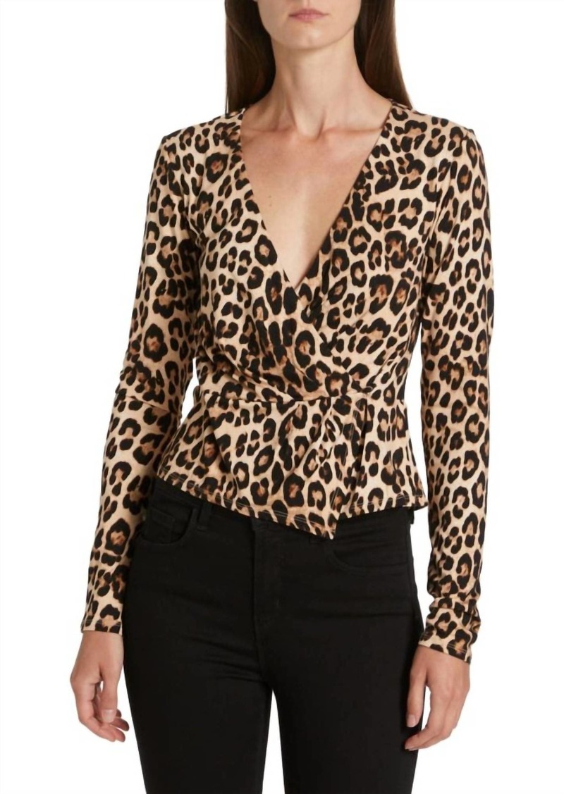 Good American Good Touch Wrap Top In Leopard