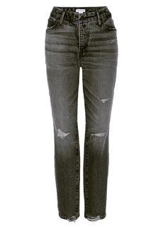 Good American Good Vintage Mid-Rise Distressed Stretch Straight-Leg Jeans
