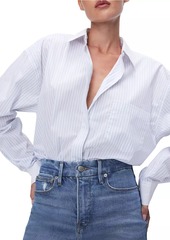 Good American Pinstriped Poplin Good Shirt