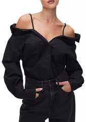 Good American Poplin Off-the-Shoulder Shirt