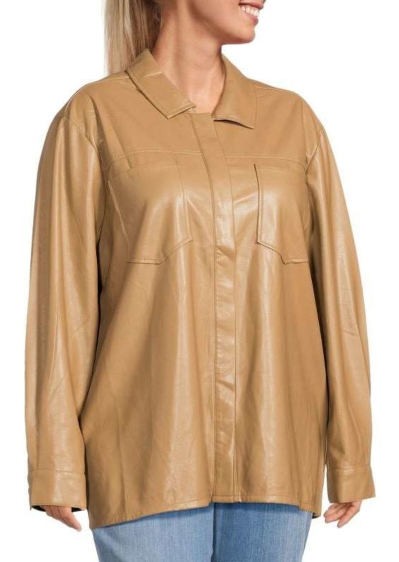 Good American Split Faux Leather Shirt Jacket