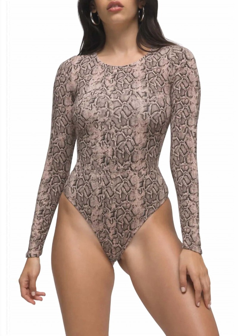 Good American Stand Out Bodysuit In Beige