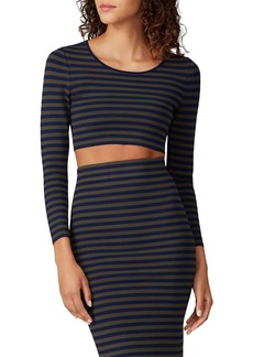 Good American Striped Crop Top In Blue