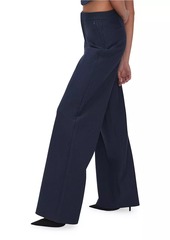 Good American Striped Ponte Wide-Leg Trousers