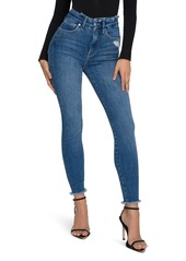 Good American Good Waist Raw Edge Ankle Skinny Jeans in Blue628 at Nordstrom
