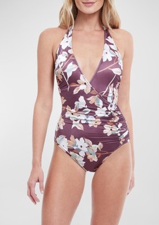 Gottex Amore Halter Deep Plunge One-Piece Swimsuit