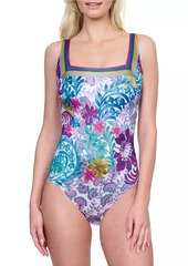 Gottex Bali Floral Squareneck One-Piece Swimsuit