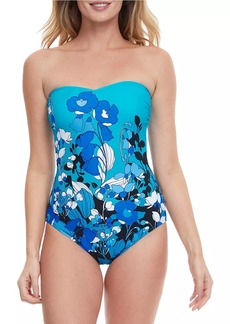 Gottex Floral Art Bandeau One-Piece Swimsuit