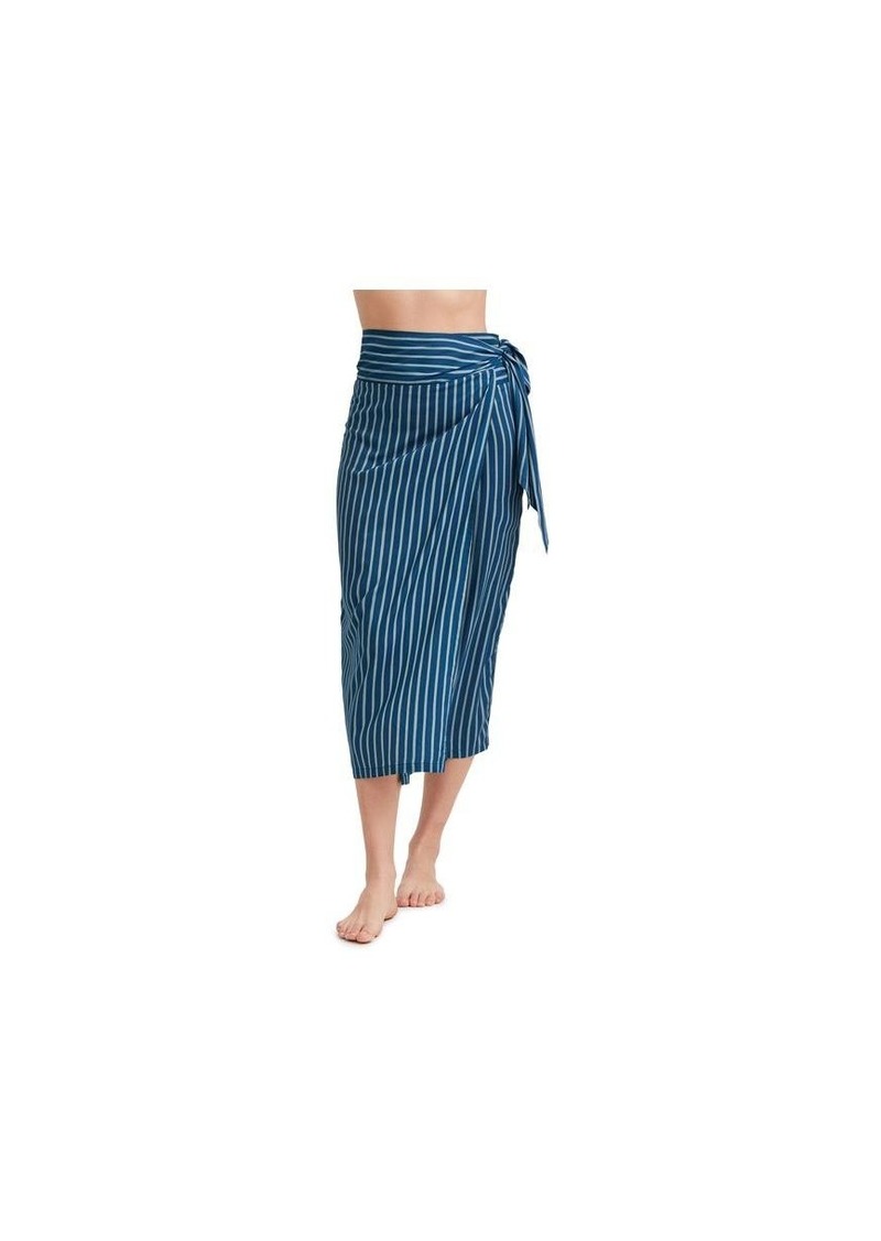 Gottex Women's Printed Stripe Long Sarong Skirt Swim Cover Up - Dusk blue