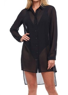 Gottex High Low Cover Up Beach Blouse In Got Black