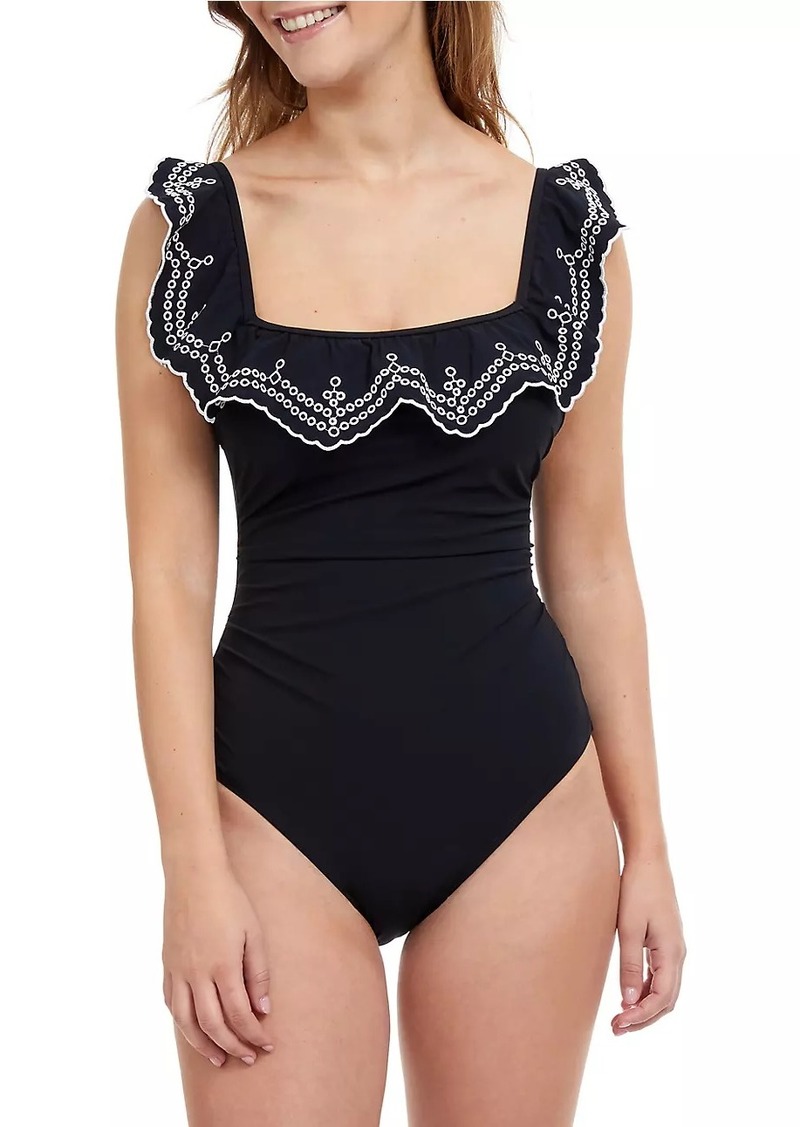 Gottex Lola Squareneck Ruffle One-Piece Swimsuit