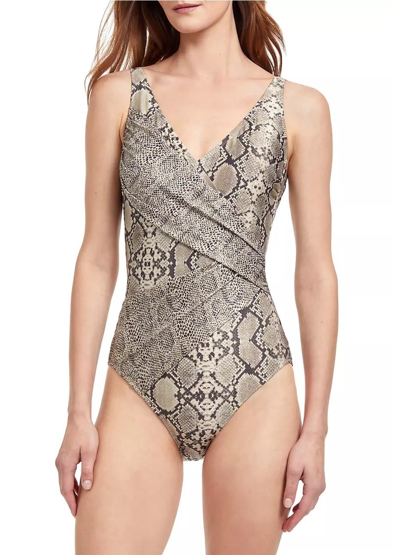 Gottex Python Surplice One-Piece Swimsuit