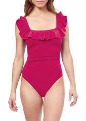 Gottex Tutti Frutti Squareneck Ruffle One-Piece Swimsuit