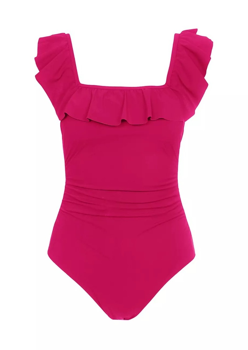 Gottex Tutti Frutti Squareneck Ruffle One-Piece Swimsuit