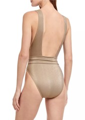 Gottex White Sands Metallic Deep Plunge One-Piece Swimsuit