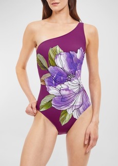 Gottex Wild Flower One-Shoulder One-Piece Swimsuit 