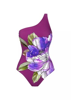 Gottex Wild Flower One-Shoulder One-Piece Swimsuit
