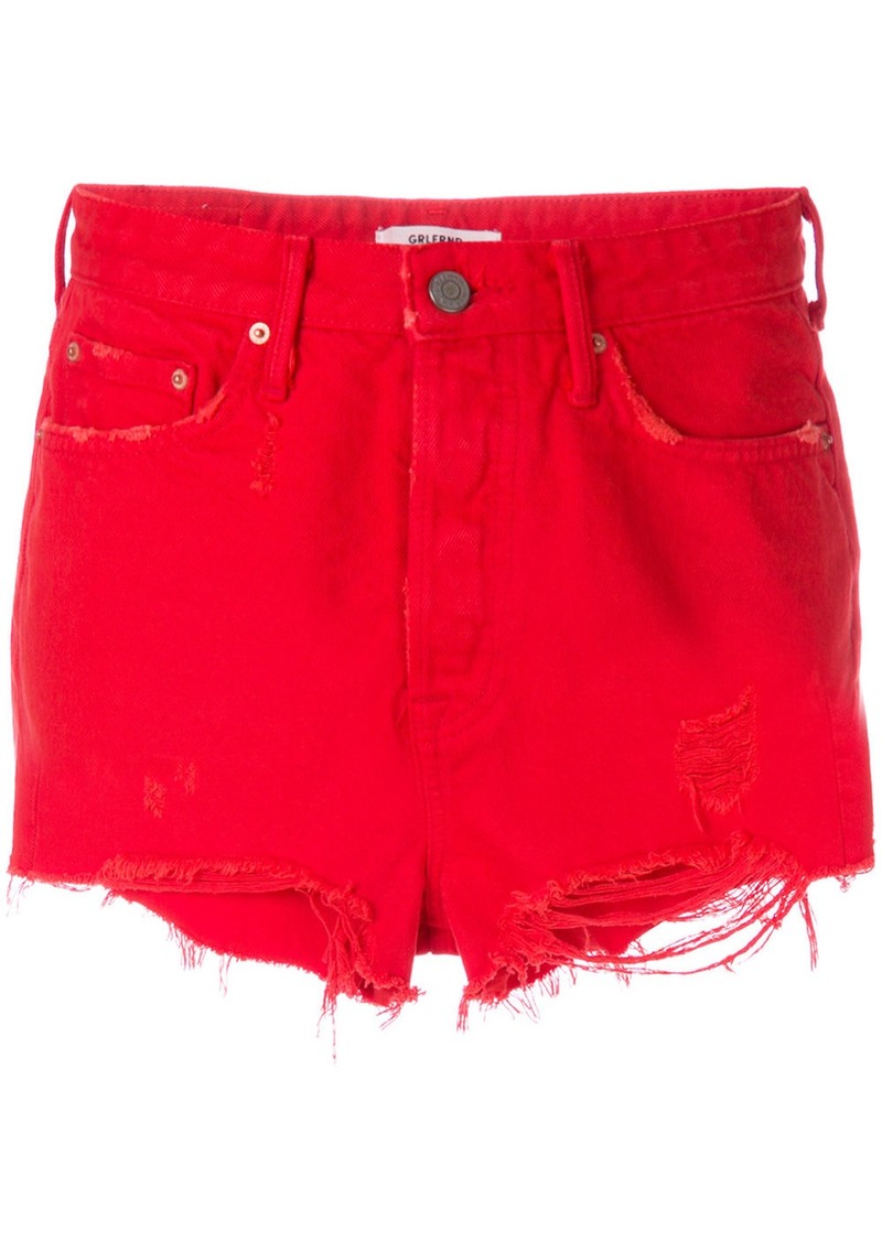 red ripped shorts