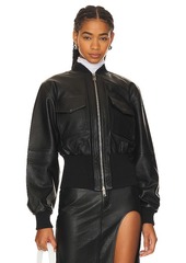 GRLFRND The Cropped Leather Bomber
