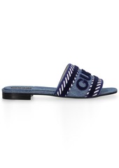 10mm Denim Slide Sandals W/ Gucci Script