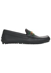 Gucci 10mm Web Leather Driver Loafers