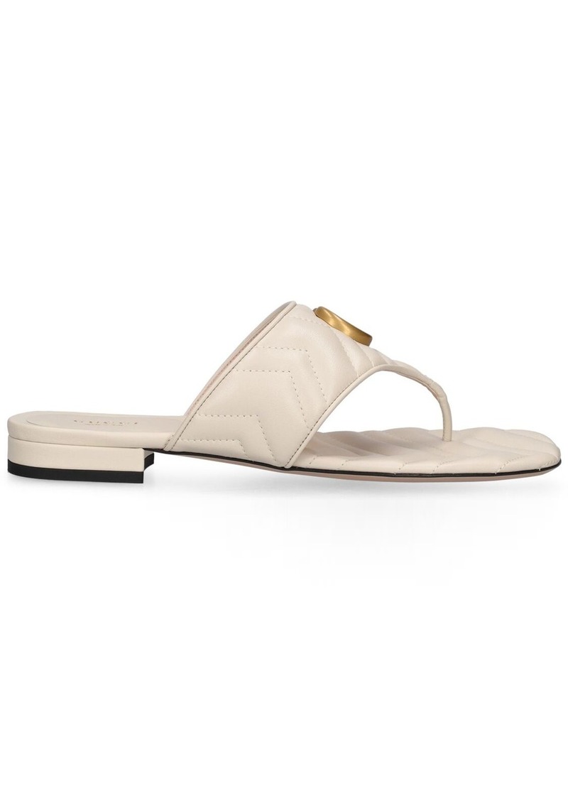 Gucci 15mm Double G Leather Thong Sandals