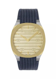 Gucci 18K Gold-Plated Stainless Steel & Leather Strap Watch