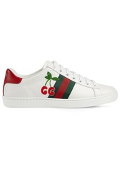 Gucci 20mm Ace Leather Sneakers W/ Cherry