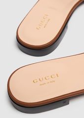 Gucci 20mm Gg Cutout Leather Slide Sandals