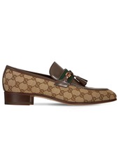 Gucci 35mm Leather & Canvas Loafers W/ Tassel
