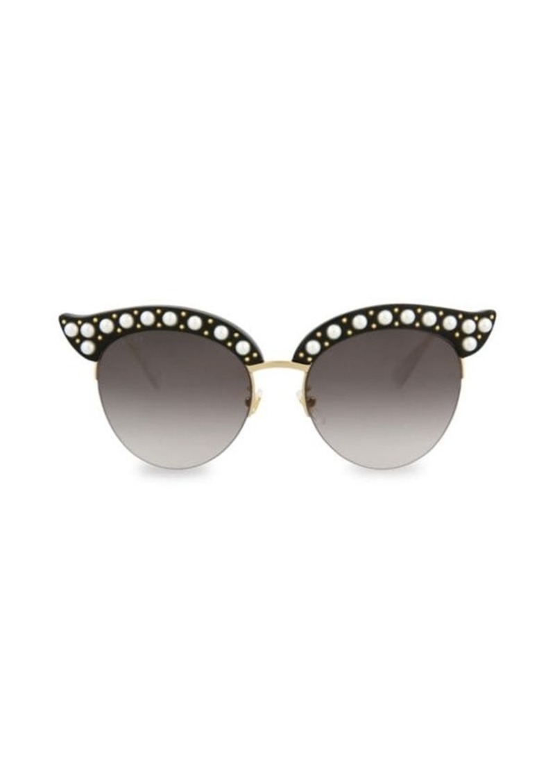 Gucci 53MM Faux Pearl Cat Eye Sunglasses