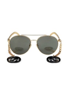 Gucci 61MM Aviator Sunglasses With Detachable Charm