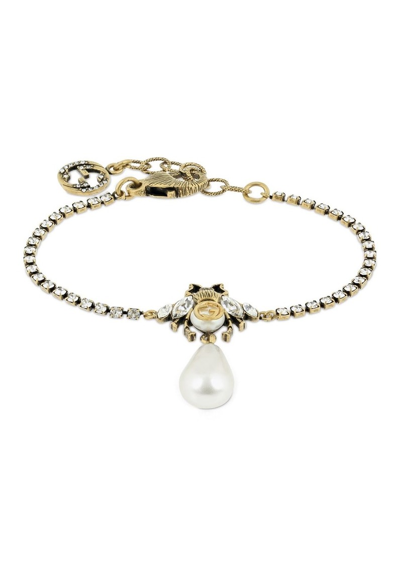 Gucci Bee Motif Crystal Embellished Bracelet