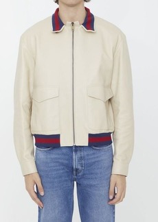 Gucci Beige leather bomber jacket