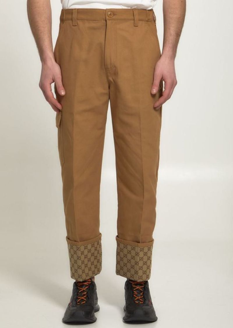 Gucci Beige trousers with GG cuff