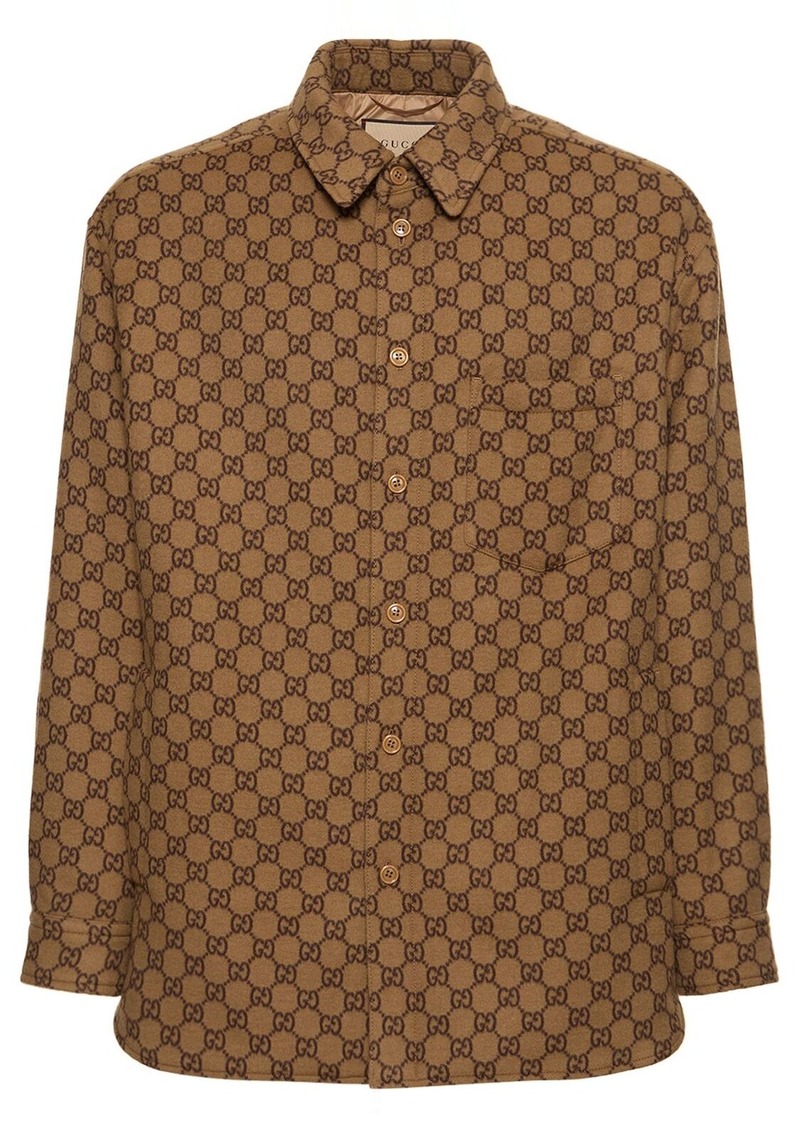 Gucci Brushed Gg Wool Flannel Jacket