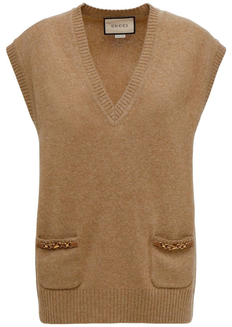 Gucci Cashmere Knit Vest W/ Chain Detail