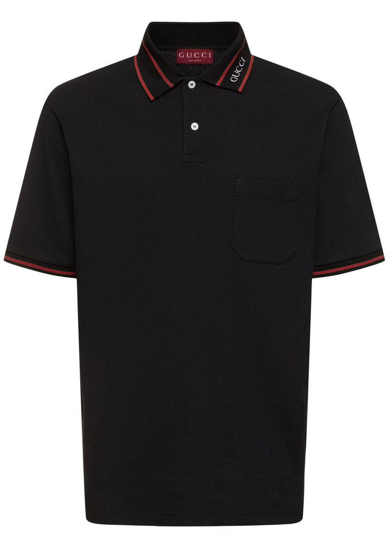 Gucci Cotton Blend Piquet Polo Shirt