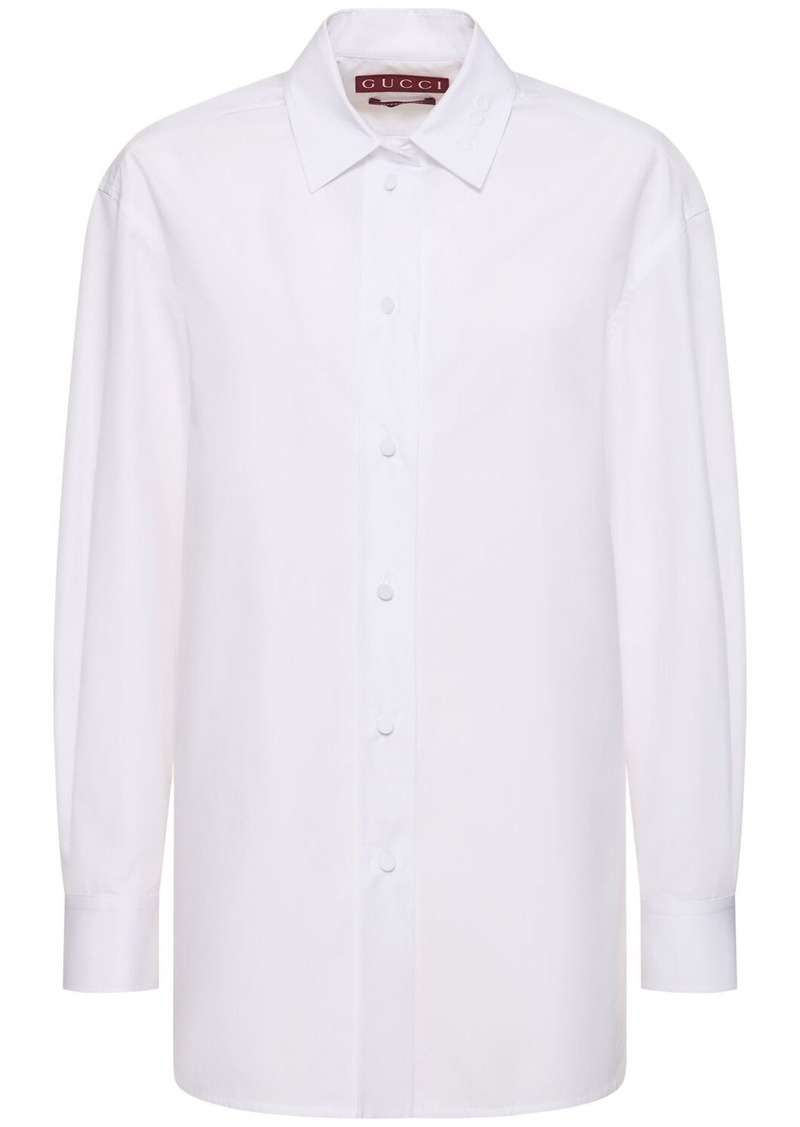 Gucci Cotton Poplin Shirt W/ Ribbon Tie