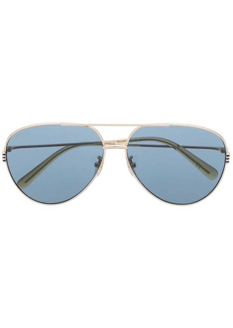 Gucci double-bridge pilot-frame sunglasses