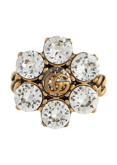 Gucci Double G floral embellished ring