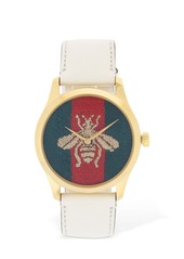 Gucci Embroidered Bee Leather Watch