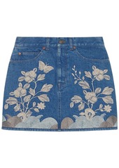 Gucci Embroidered denim mini skirt