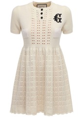 Gucci Embroidered Wool Blend Knit Mini Dress